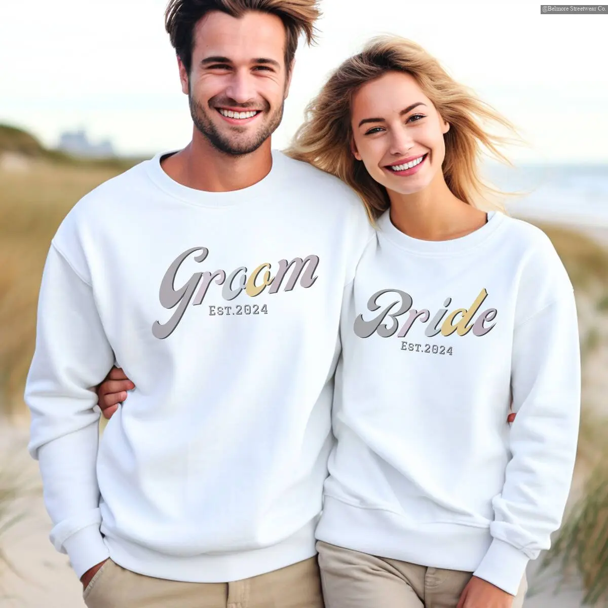 Personalized Bride & Groom Sweatshirts, Mr And Mrs Sweater, Matching Couples Sweater, Custom Cute Engagement Gift Retro Honeymoon Sweatshirts , Special Gift Shirt