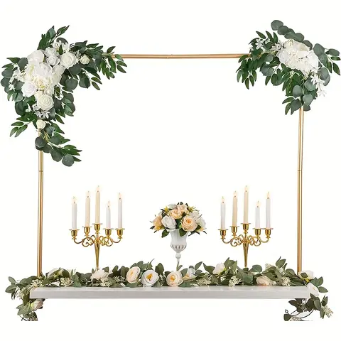 MICRENCY Rust-resist Metal Clip-on Tabletop Arch Stand - Adjustable Gold/Black, for Floral, Ornaments, Party Light Decor - Versatile Wedding, Birthday Event Home & Festive Supplies