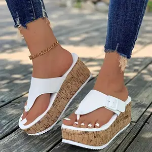 Women'sClipToePlatformSandals,CasualSlipOnSummerShoes,ComfortableWedgeHeeledSandals