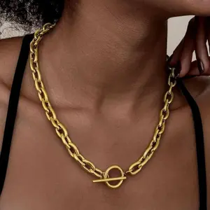 Women's thick gold-plated necklace, sweat resistant, matte, thick cross necklace, thick gold layer, hammer pattern, bold necklace stacking, switchable women's necklace