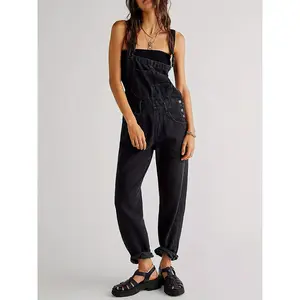 Women's fashionable Y2K casual loose denim overalls, workwear, jumpsuit, suitable for all seasons, 65% cotton