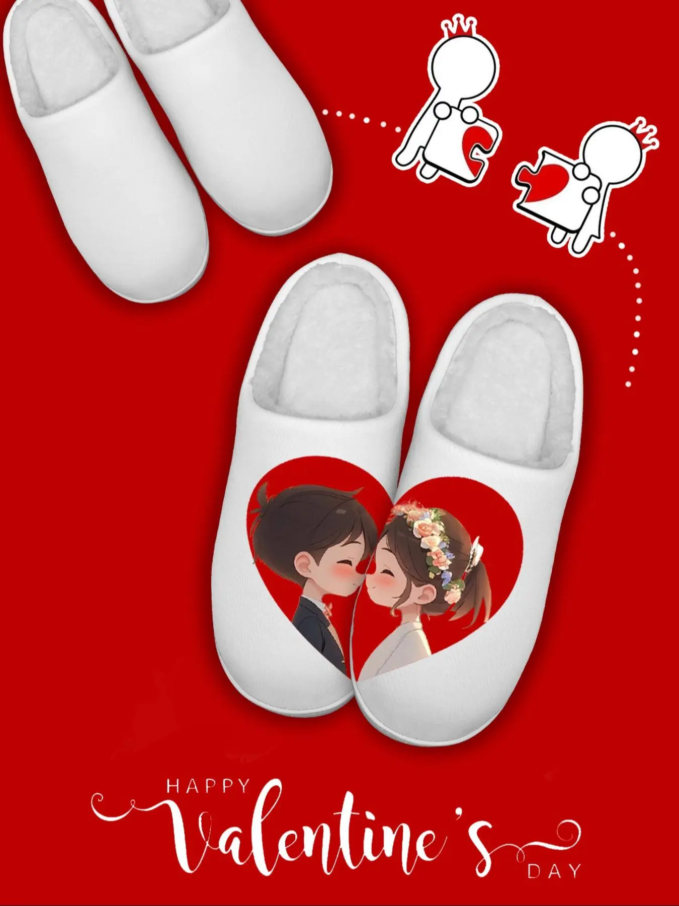 Couple Design Slippers, Soft Plush Warm Slippers for Men and Women, Non-slip Comfortable Bedroom Shoes, Perfect Gift for Couples, Footwear
