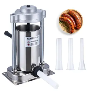 VEVOR Manual Sausage Stuffer, TikTokShopBlackFriday, 2 L / 5 LBS Vertical Sausage Machine with G-type Clamp, Food-Grade 304 Stainless Steel Barrel with 2 Stuffing Tubes, for Home Kitchen Restaurant Commercial Meat Sturdy