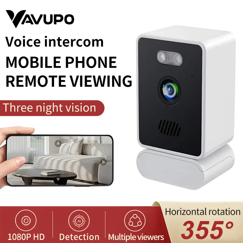 VAVUPO smart home security camera | 355 ° horizontal rotation, voice intercom, artificial intelligence detection and multi-user access