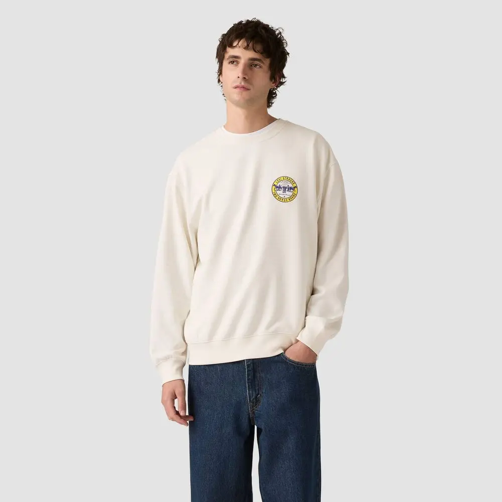 LEVI'S Men's Clothes: Graphic Crewneck Sweatshirt, Relaxed Fit Pullover Garment in Midweight Cotton Fleece Fabric, Menswear, Basic, Long