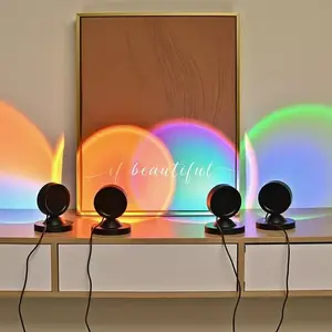 16 Color Sunset Atmosphere Lamp, Remote Control Adjustable, Photo Fill Light, Style Room Decor, Trendy Rotating Projection