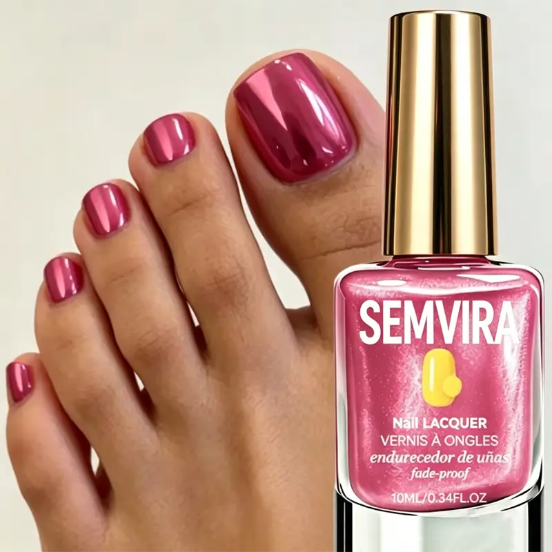 Hot Pink Nail Polish, High Gloss Fade Proof Nail Lacquer, Long Lasting Vibrant Color, Quick Dry Nail Art Polish, Smooth Finish Manicure & Pedicure Color for Women