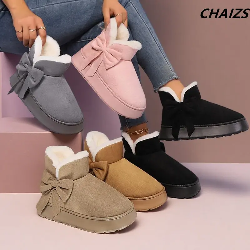 Women's Ankle-High Memory Foam Striped Cotton Snow Boots - Round Toe, Comfortable Casual Women's Shoes, Warm Footwear for Snowy Conditions