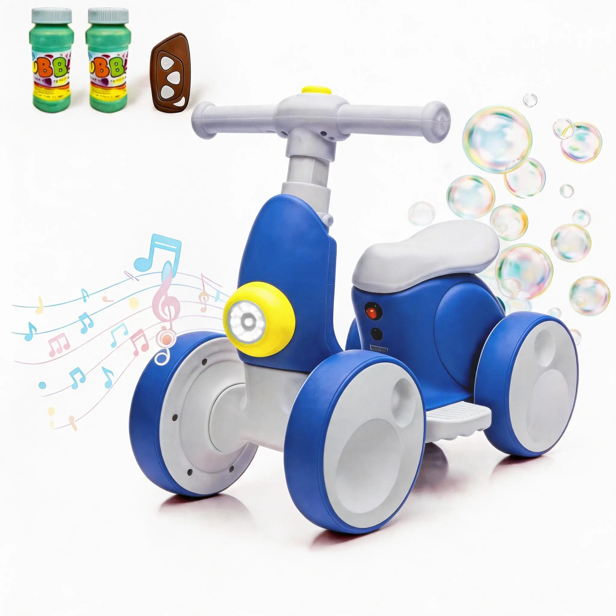 【LAST CALL】Electric Bubble bike / Electric Bubble Bike Ride-On, 4-in-1 Balance Bike Toy with Remote Control, Pedal Mode & Automatic Bubble Blower, Blue Gift for Toddlers Age 1-3 PInk Gift for Toddler