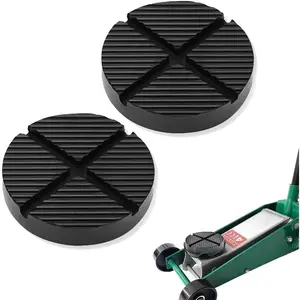 2PCS Floor Jack Pads,Black Rubber Jack Stand Pads Adapter Provides Cushioning,Universal Cross Slotted Pinch Weld Jack Adapter,Lift Frame Rail Protection Car Accessories