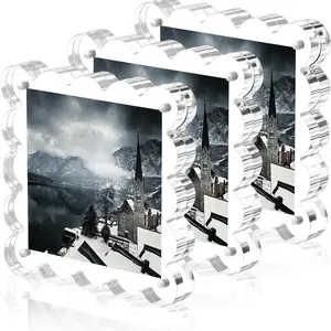 Square Wave Magnetic Photo Frame, High Clarity Pet Daily Cute Photos, Living Room Desktop Display, Strong Magnet Stable, Thick Durable