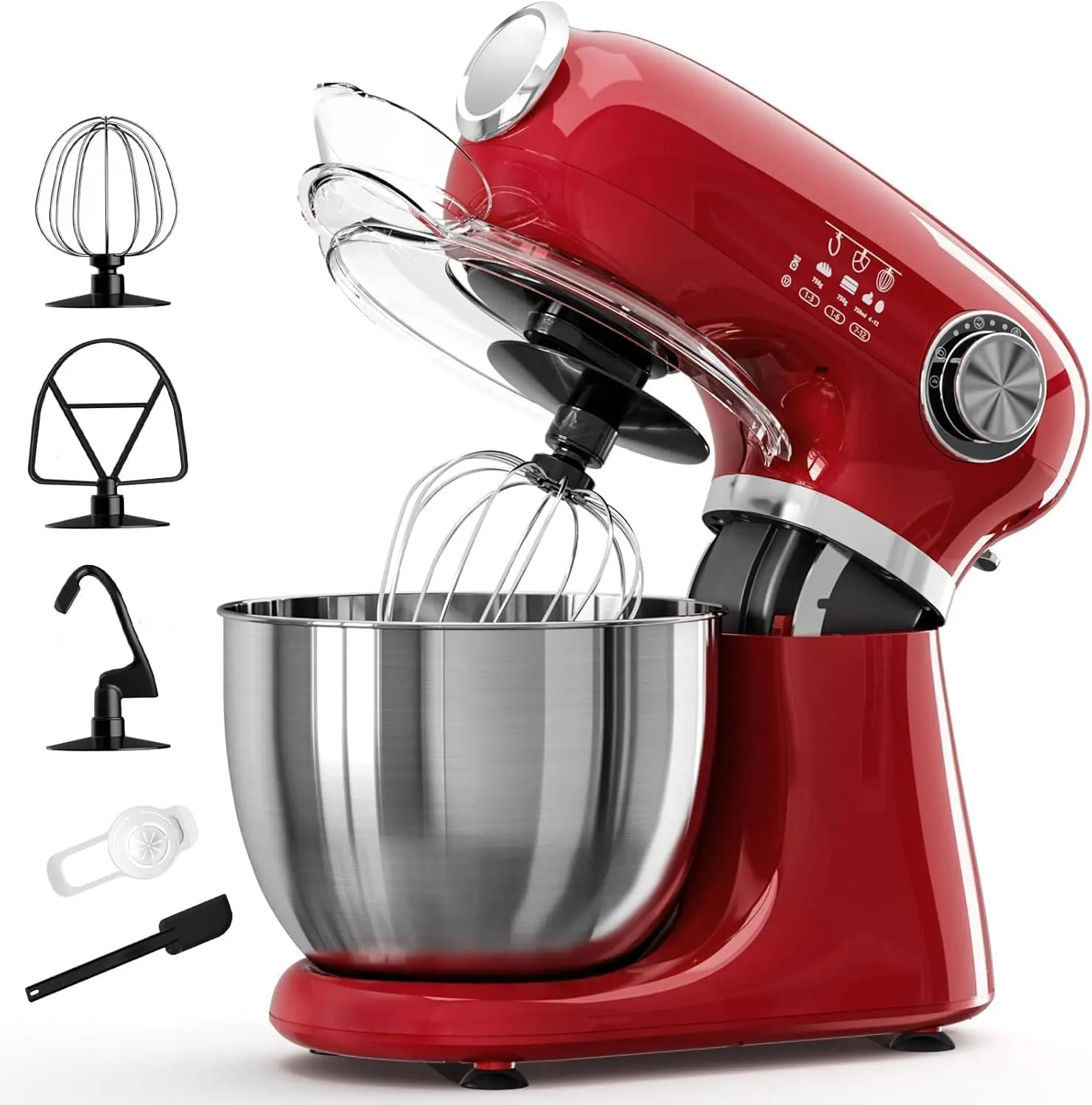 Kismile 5.5QT Tilt-Head Countertop Stand Mixer, 12-Speed High-Powered Multifunctional Electric Kitchen Mixer (Household Appliances) with 304 Stainless Steel Bowl, Dough Hook, Whisk, Beater for Baking Bread, Cakes, Kitchen Appliances
