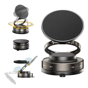 Vacuum Magnetic Car Phone Holder 360° Adjustable Foldable Portable Magnetic Phone Holder for Car for Car/Gym/Mirror/Smooth Surface Suction Cup Phone Mount Compatible for All Smartphones