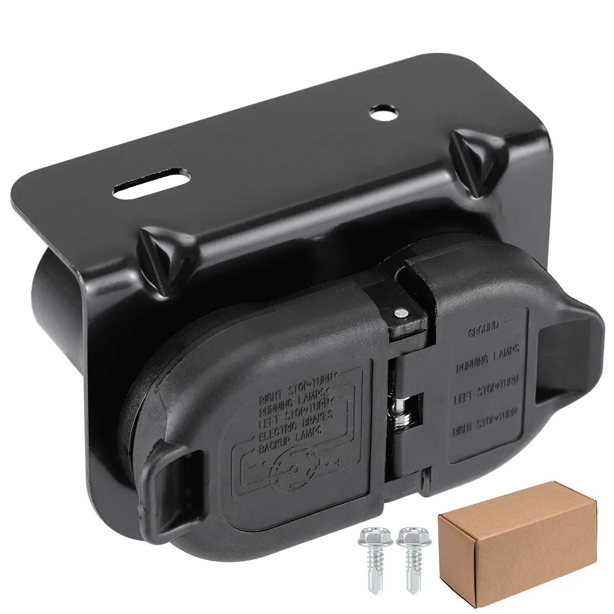 Premium 7 and 4 Pin Trailer Connector, 7 Blade Round Trailer Socket and 4 Way Flat Adapter with Bracket, Truck Plug for Towing Pickup SUV RV Camper Hitch Wiring Harness Replacement Father's Day Gifts