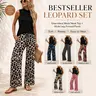 OFEEFAN Two Piece Set for Women Summer Spring Outfits Cruise Travel Airport Beach Vacation Mock Neck Wide Leg Pants Set Womenswear