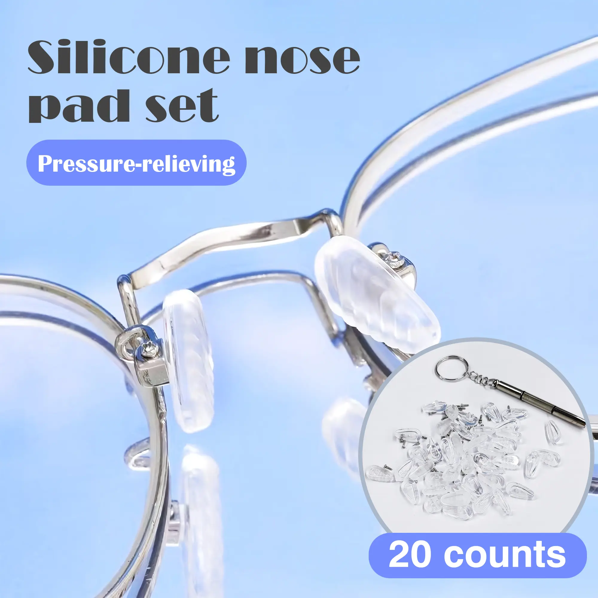 20 Counts Eyeglass Nose Pads, Lightweight Construction, Reduces Nose Pressure and Marks