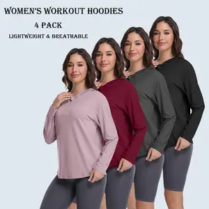4 Pack Women’s Workout Sweatshirts Quarter Zipper Workout Hoodies Half Zip Long Sleeve Pullover Lightweight Zip Up Gym Hoodie Fashion Outfits Clothes Thin Casual Hooded Jacket Multicolored Tops Clothes 2026