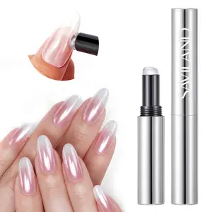SAVILAND Air Cushion Chrome Nail Powder Pen: Mirror-Effect Aurora Chrome Pigment Pen with Built-in Powder & Sponge Tip Applicator for Easy DIY Nail Art, Beginner-Friendly, 0.3g