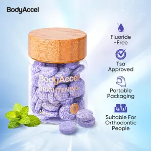 【BodyAccel】 Toothpaste Tablets Brush teeth and rinse mouth 2 in 1-1Box 60 Tablets Convenient and Easy To Carry for Travel Use Teeth Deep Cleaning Toothpaste Whitens Teeth Freshens Breath