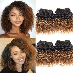 Kinky Curly  Human Hair 4  Curly  Human Hair 1B/30 Color Afro Weave 12A Brazilian Curly Virgin Hair (8888,1B/30)