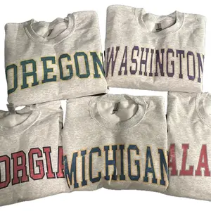 College Varsity Retro Sweatshirt Gray Long Sleeve Ash Gray S-5XL, College State Sweatshirt, Gift For Her, Full Size, Full Color