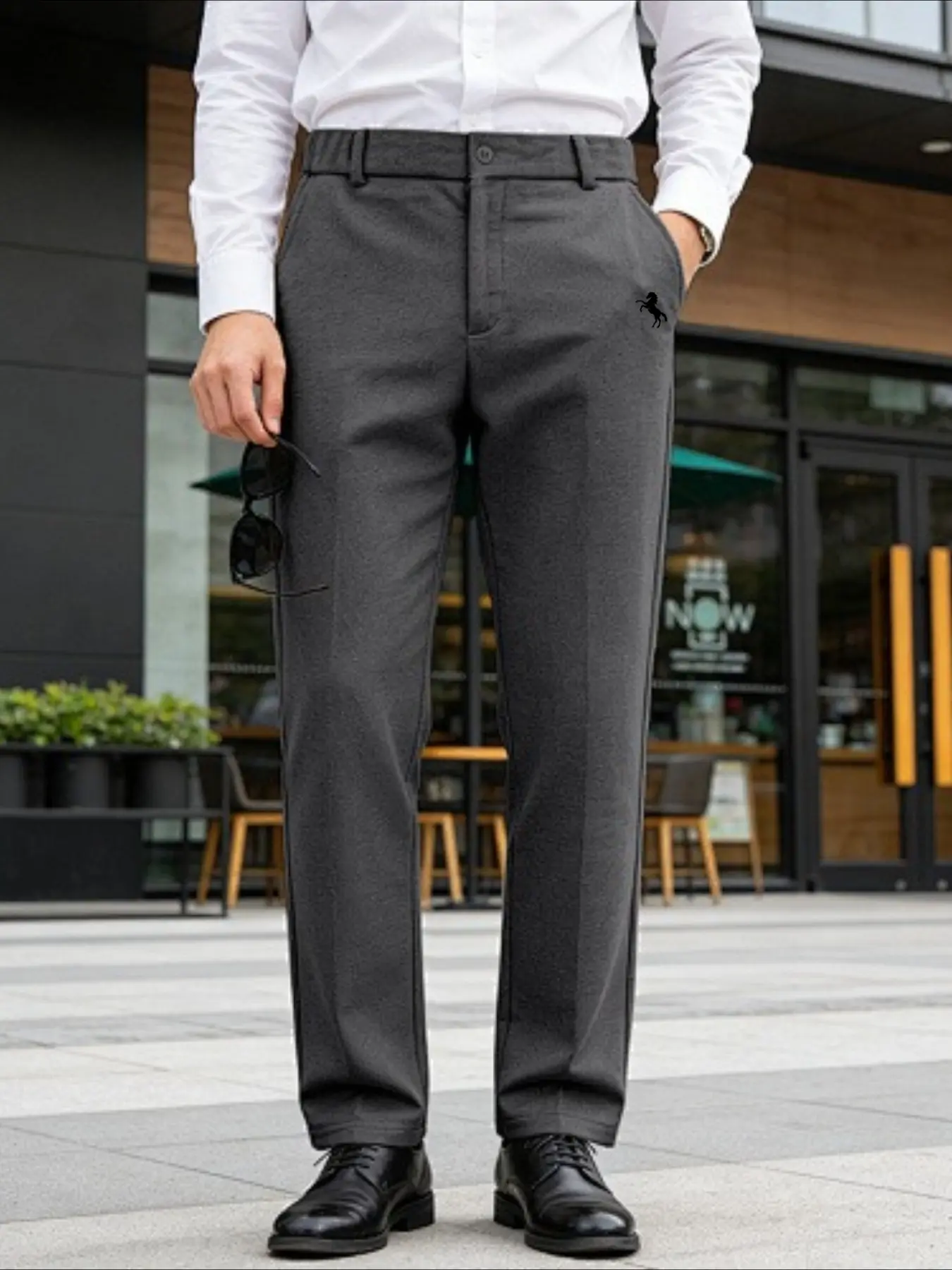 British Gentleman Slim-Fit Heavyweight British Style Casual Business Commute Men's Straight-Leg Trousers