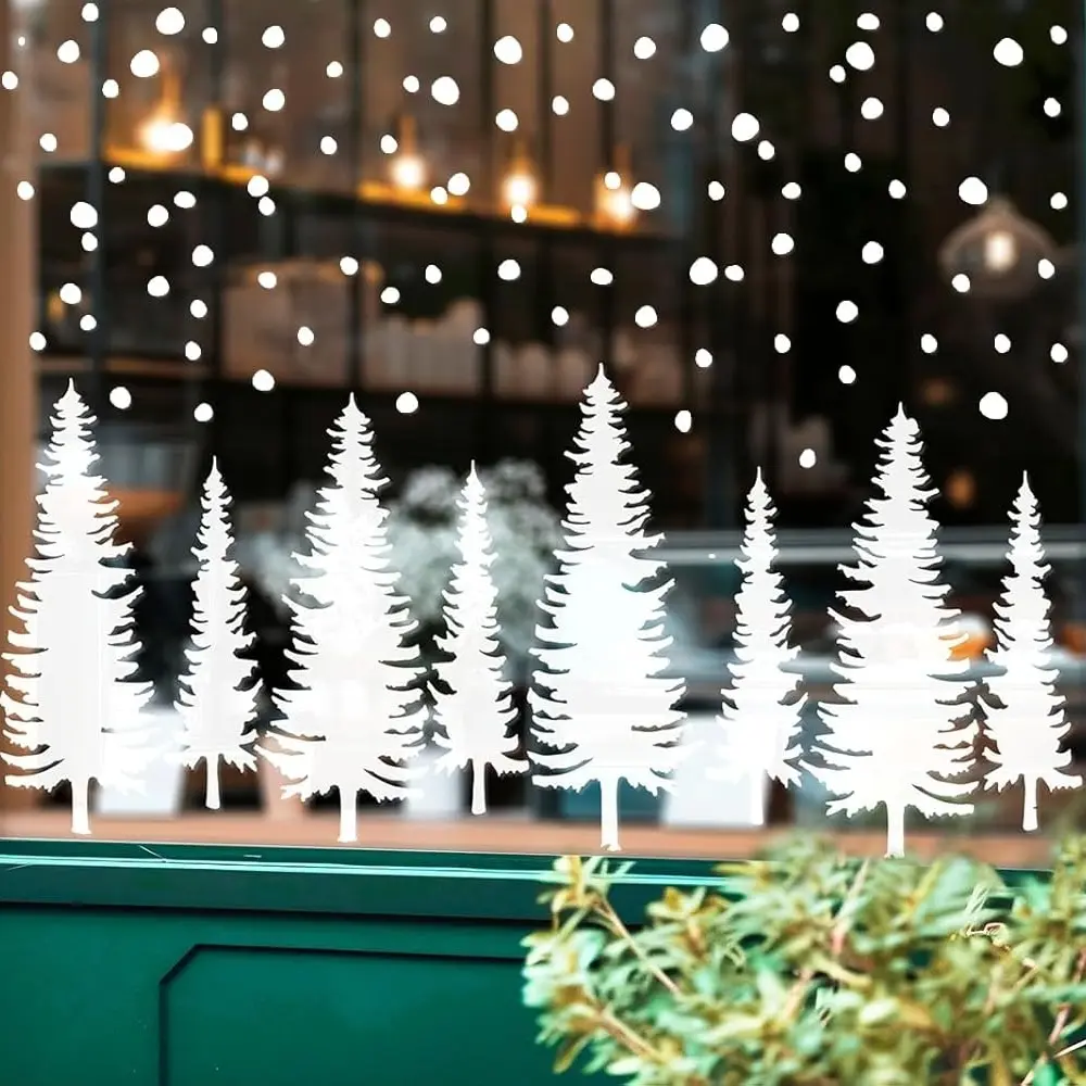 Christmas Window Clings Set, Window Decorations Supplies, Decorative Stickers, Reusable PVC Static Cling Decorations for Home Office Party, Easy Peel & Stick Winter Holiday Decoration Sticker Decoration, Decoration Items
