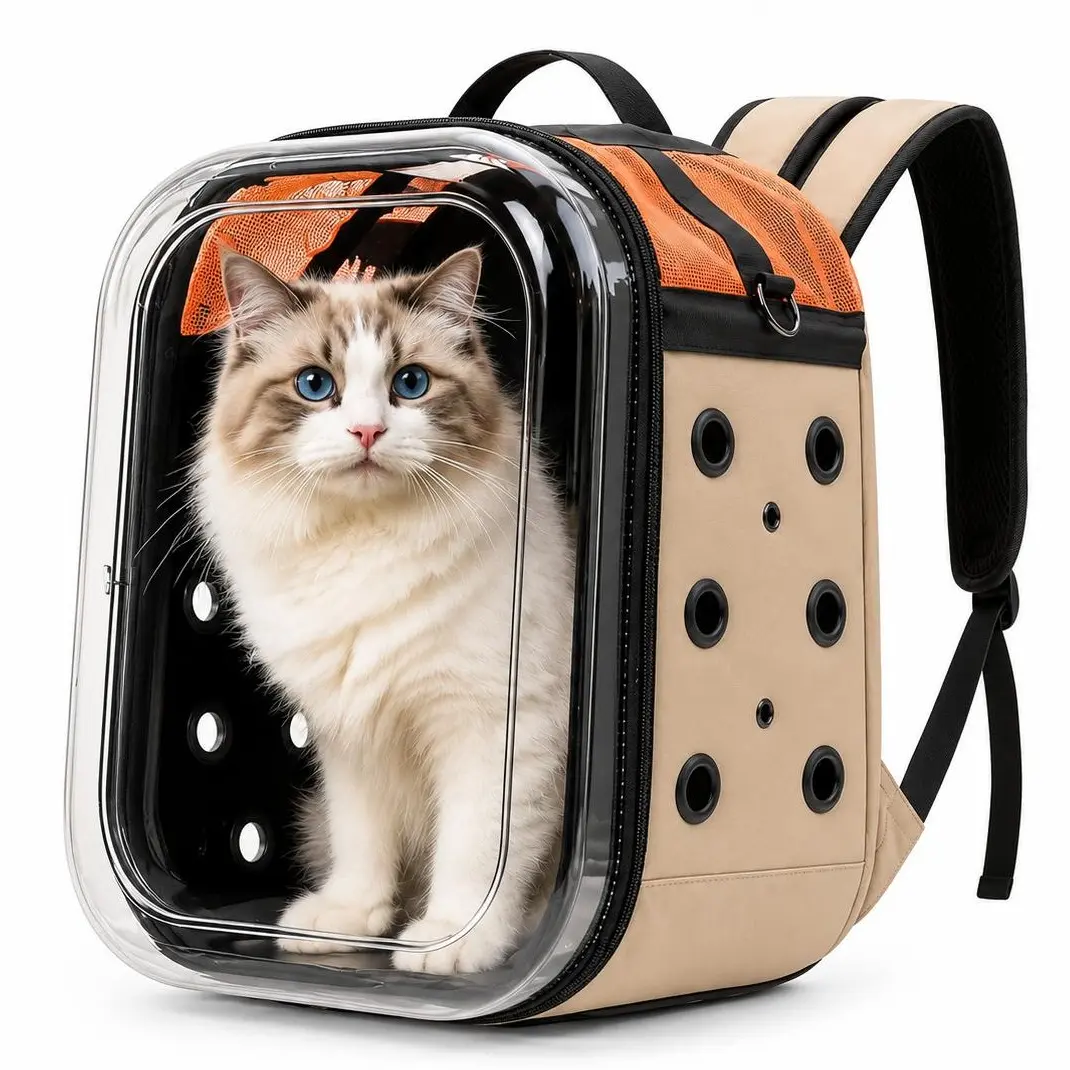 HP Hope Pet Carrier Backpack – Expandable Cat & Dog Travel Bag, Breathable Summer Bubble Window, Foldable, Lightweight 1.65kg, Ventilated Mesh, Scratch-Resistant Nylon, Locking Zipper, Multi-Functional Pet Bag for Camping, Hiking, Vet, Reptiles, Pet Nest