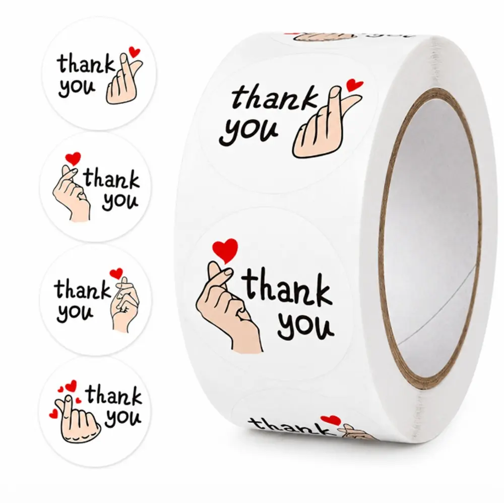TIKA 1000-Pack Thank You Stickers, Self-Adhesive Waterproof Labels for Small Business Packaging and Gift Sealing