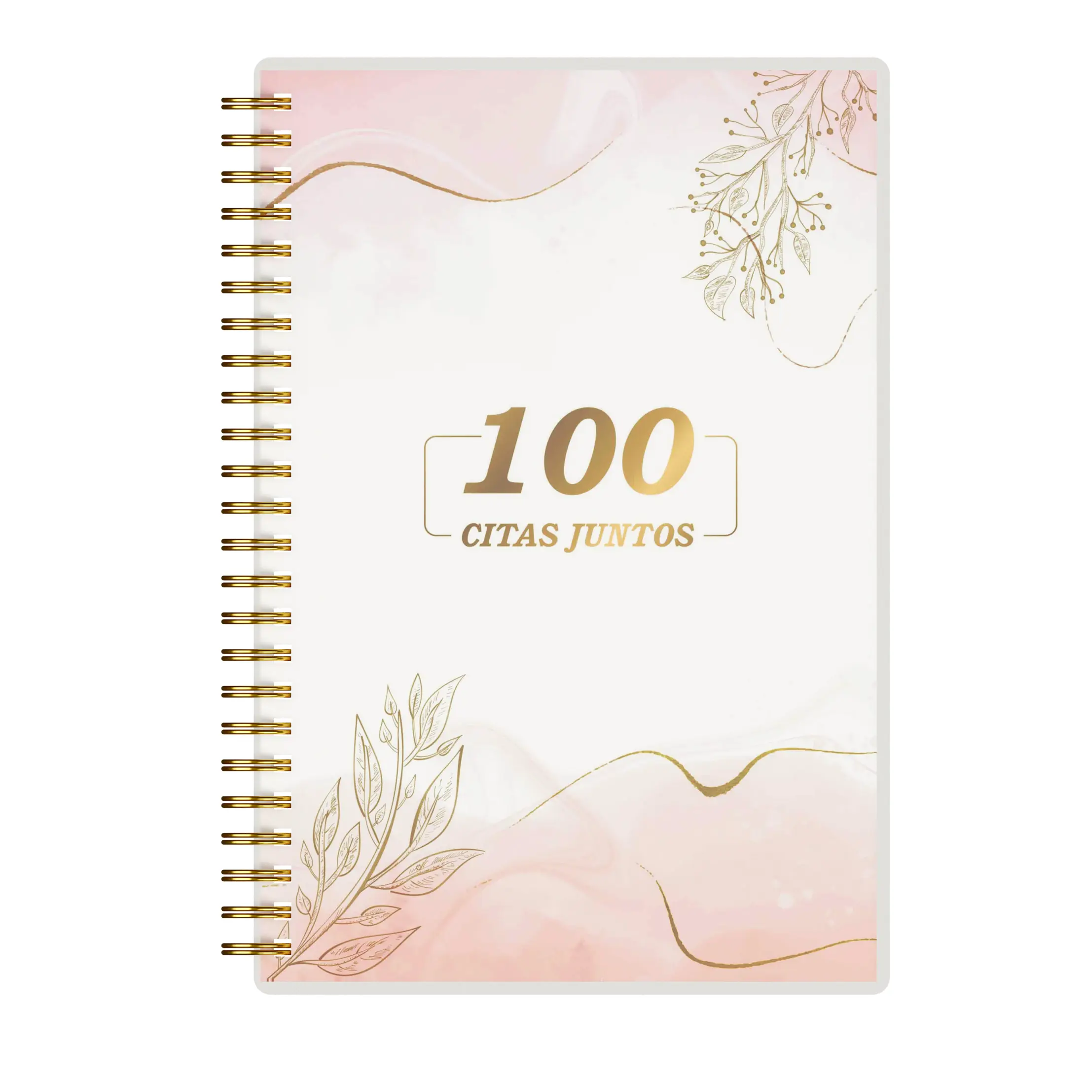 A5 Pink Compact Spanish Couples Date Journal - Spiral Bound, Pocket-Sized Journal Style Notebook, Romantic Text Office Stationery with 100 Citas Juntos Prompts, Date Planner, Memory Keeper, Journal Style Notebooks, Pocket-Sized Notebooks