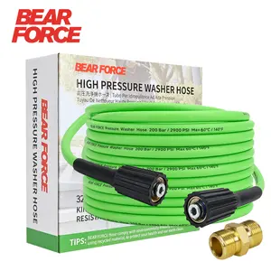 BEAR FORCE Super Flexible Pressure Washer Hose M22 Brass Fitting 32ft 1/4" * 2900PSI, Kink BEAR FORCE Resistant Extension Hose, Durable Hose, Power Washer Hose Replacement for Ryobi, Troy Bilt, Greenworks, CRAFTSMAN Most Brand Power Washer