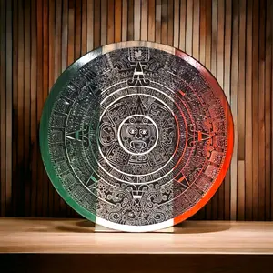 Aztec Calendar with Mexican flag colors