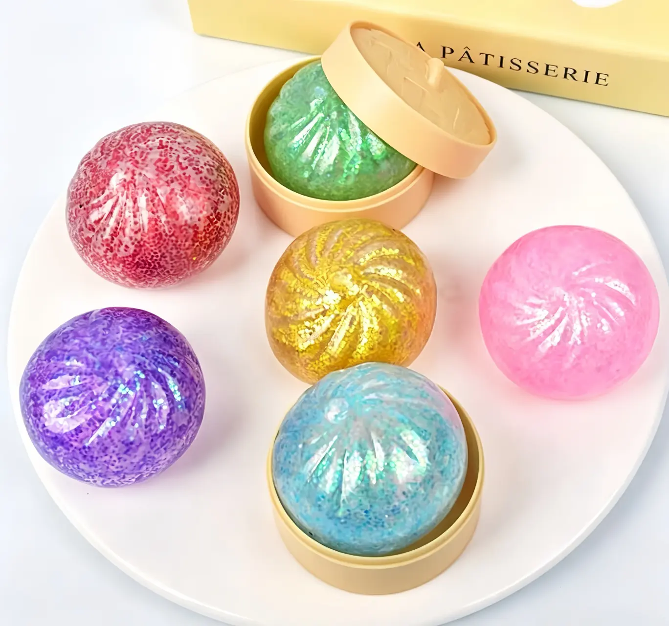 Mini Dumpling Squishies - Unisex Stress Relief Fidget Sensory Toys, Colorful Easter Basket Stuffers with Stretchy Steamer Desk Toys for Squishy Sensory Play, 12 Years Above