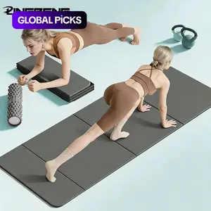 Foldable Yoga Mat, Exercise Mat, Bounce Shock Absorption, Easy Clean, Comfortable Non-Slip, Dual-Sided Design, Size 61cmx183cm, Portable Storage