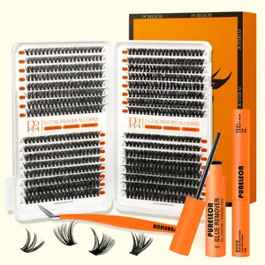 PURELEOR Cluster Lashes DCurl DIY Individual Eyelash Extensions Lash Book Clusters for Beginners Mother's Day Gift Mixed 10-16mm