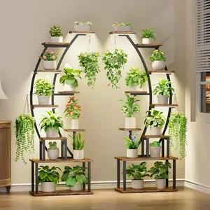 Plant Stand with Grow Light, 9-Tier 64" Modern Design Flower Pot Display Shelf, Large Storage Holder Rack for Decor, Heavy Duty Planter Elevated Planting Boxes summerwins