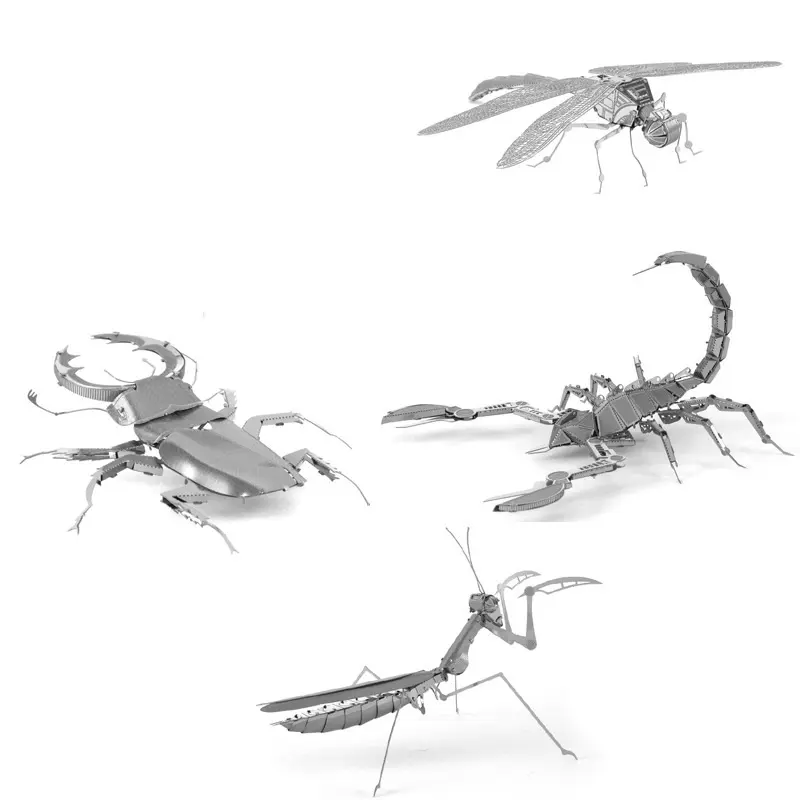 3D Metal Insect Puzzle Starter Kit | Dragonfly/Scorpion/Rhino Beetle/Mantis | Adult Teen Brain Teaser Desk Decor - Perfect for Family, Friends, Parties & Holiday Gifts
