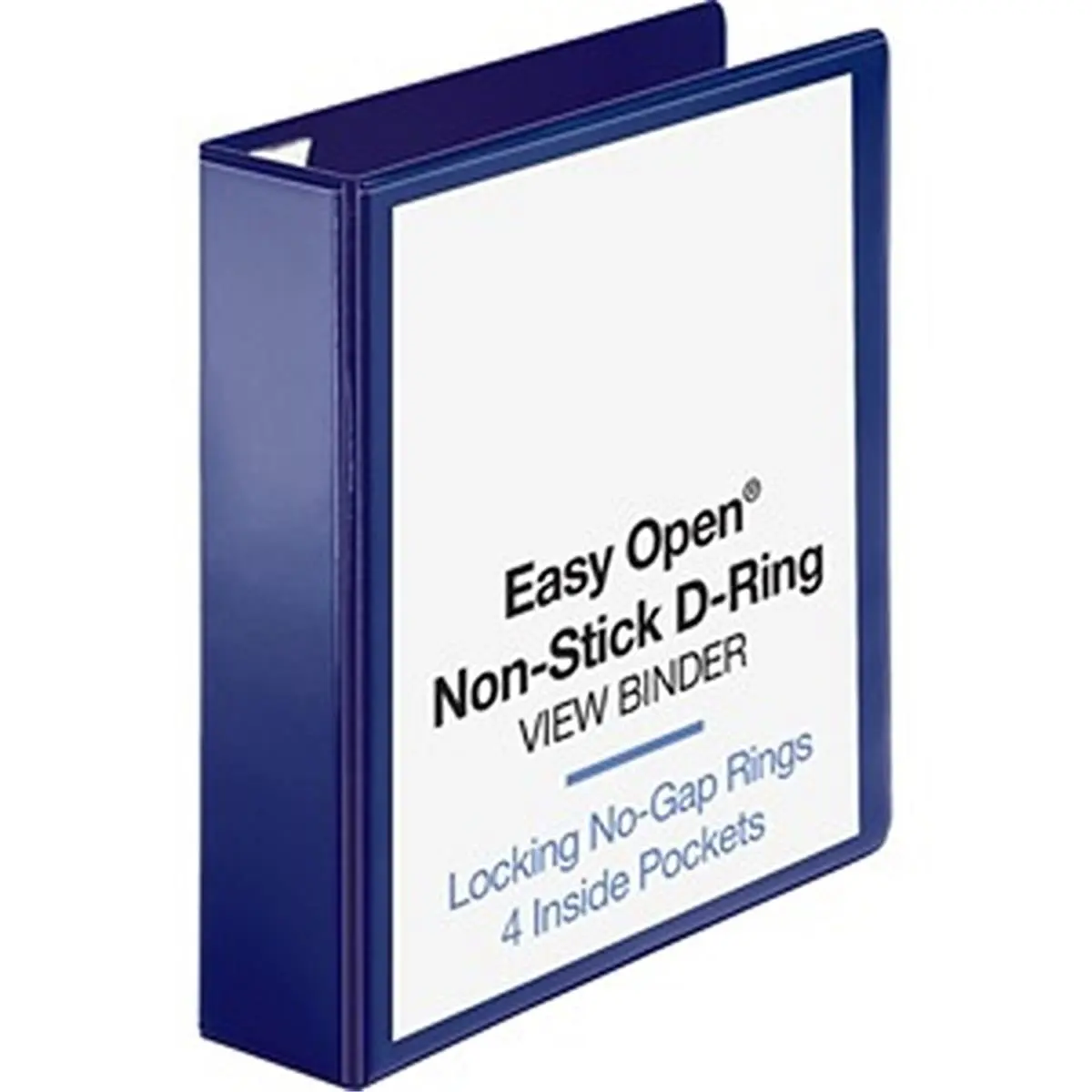 Business Source BSN26975 Economy D-Ring Binder - 2 in. View, Easy-Open Rings, 4 Stacked Pockets, Nonstick Overlay for Projects, Reports