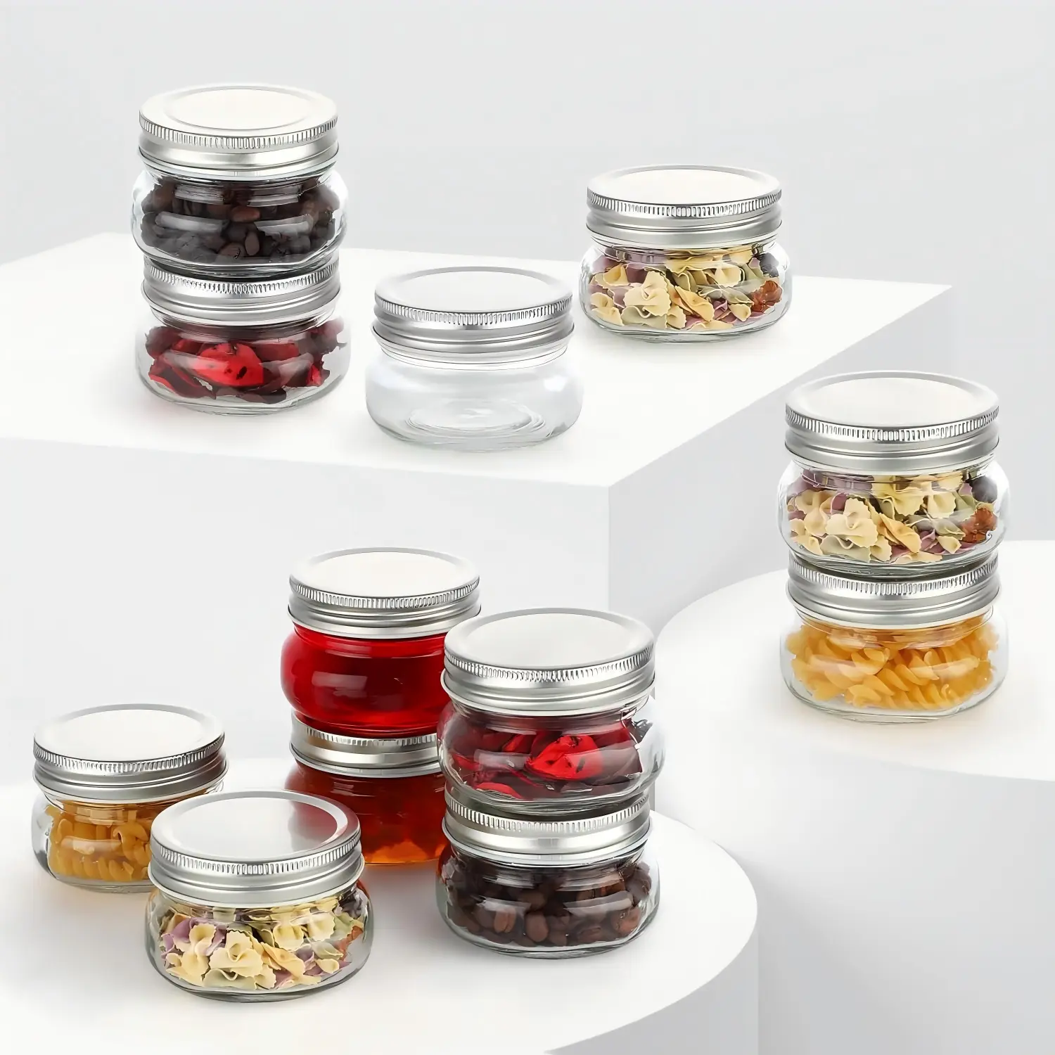 MGKKT 12-Piece Set Jars, 4 oz Thick Transparent Mason Jars with Airtight Metal Cap Lids, Compact Reusable Microwave-Safe Glass Canisters for Jam, Honey (Kitchen Utensils for Drink Prep), Mason Jar