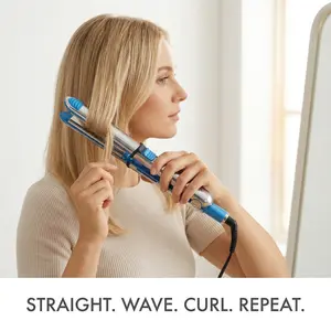 Nano Titanium  Ionic Hair Straightener – Professional Flat Iron & Curling Iron in One for Stylists, Pro Styling Hair Tool Stainless Steel Salon