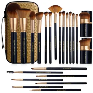 22PCS Makeup Brush Set with Bag – Full Face Kit with Kabuki Brush for Foundation, Powder, Blush, Concealer & Eyeshadow，Complete Makeup Tools Set for Makeup Beginners&Professional Makeup Artist(Black & Gold ), Cosmetic Brushes, Makeup Brushes Kits