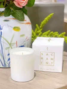 SAINT x Ali Landry Sacrament Jasmine & Vanilla Scented Candle with 80 Hours Burn Time for Spiritual Reflection and Home Décor Floral Fragrance Light