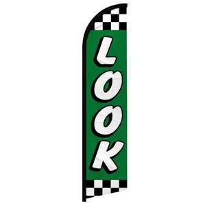 Windless Banner Flag, 11.5x2.5 ft Green Checkered Polyester Knit Banner, Home & Festive Party Supplies for Backdrops