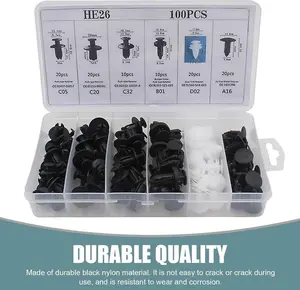 100 Car 6.3 mm 8 mm 9 mm 10 mm Nylon Fasteners Kit, Push-in Screw Bumper Push Rivet Clip , Door Panel Bumper Clip Fixing Buckle, Universal for Most Cars