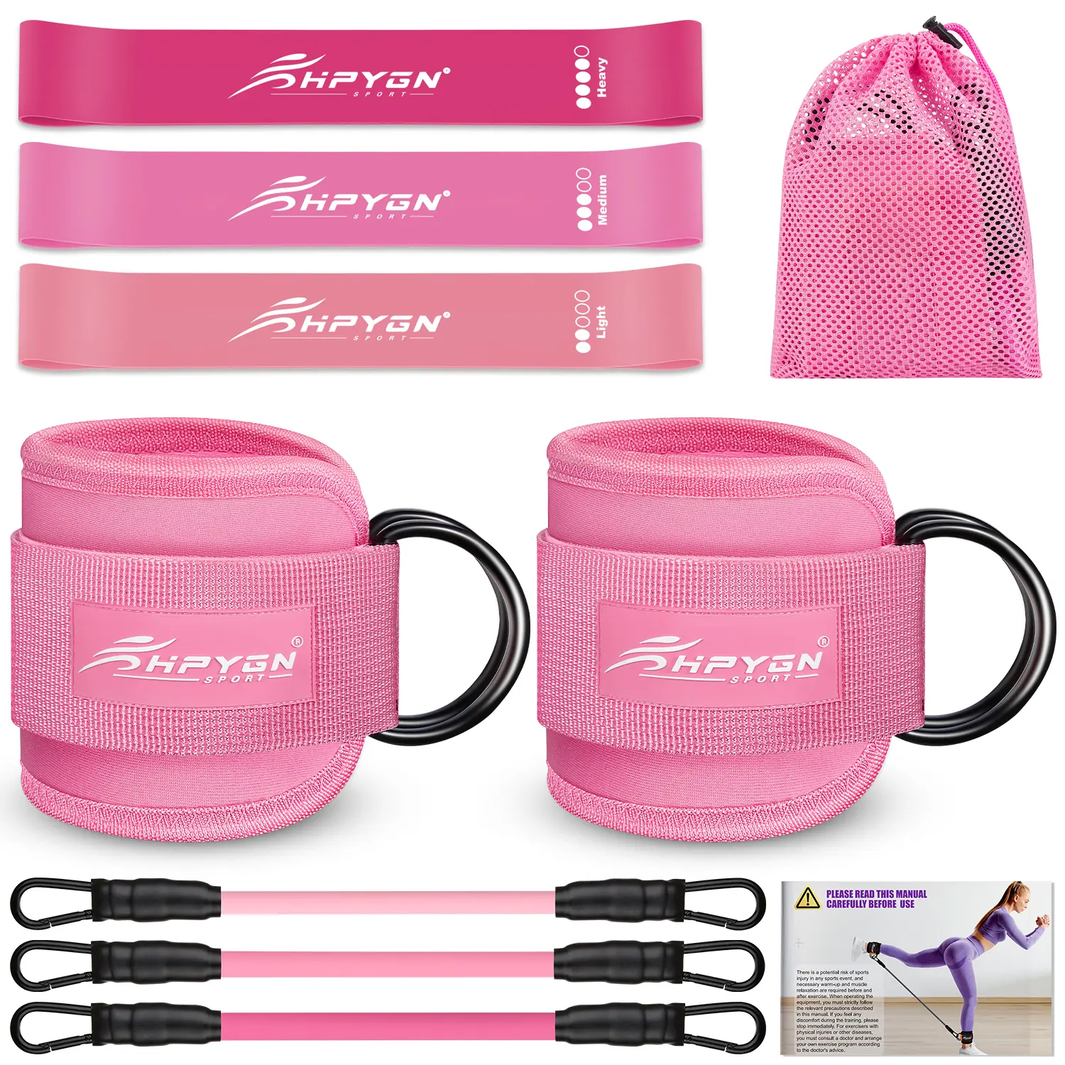 HPYGN Ankle Resistance Bands, Ankle Bands for Working Out with Cuffs, Resistance Bands for Leg Butt Training Workout Equipment for Kickbacks Hip Gluteus Training Exercises, Ankle Strap with Exercise Bands