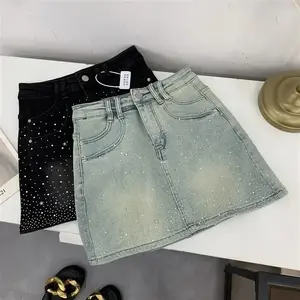 Women's Mini Skirt –-Waist Style with Embellished Fashion Womenswear Bottom Fit Piece Tops Traditional Palda Basic Black