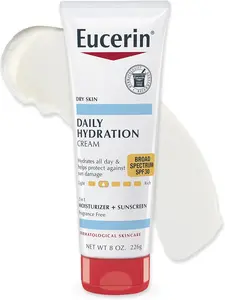 Eucerin Daily Hydration Broad Spectrum SPF 30 Sunscreen Body Cream for Dry Skin, Fragrance Free Sunscreen Moisturizer, 8 Oz Tube
