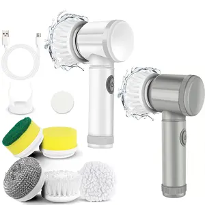 1pc Electric Magic Brush, Spin Scrubber, Electric Cleaning Brush, 5-in-1 Handheld Kitchen Cleaner, Cordless Spin Scrubber, Power Scrubber Bathroom Rechargeable Scrub Brush, Usb Rechargeable Scrubber