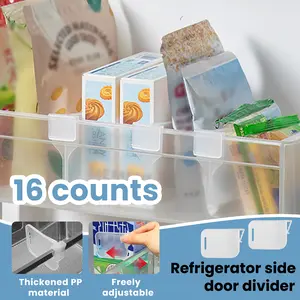 16 Counts Fridge Drawer Divider, White High-Quality Plastic Design for Anti-Fall & Durable ,Slide to Adjust for Different Sizes