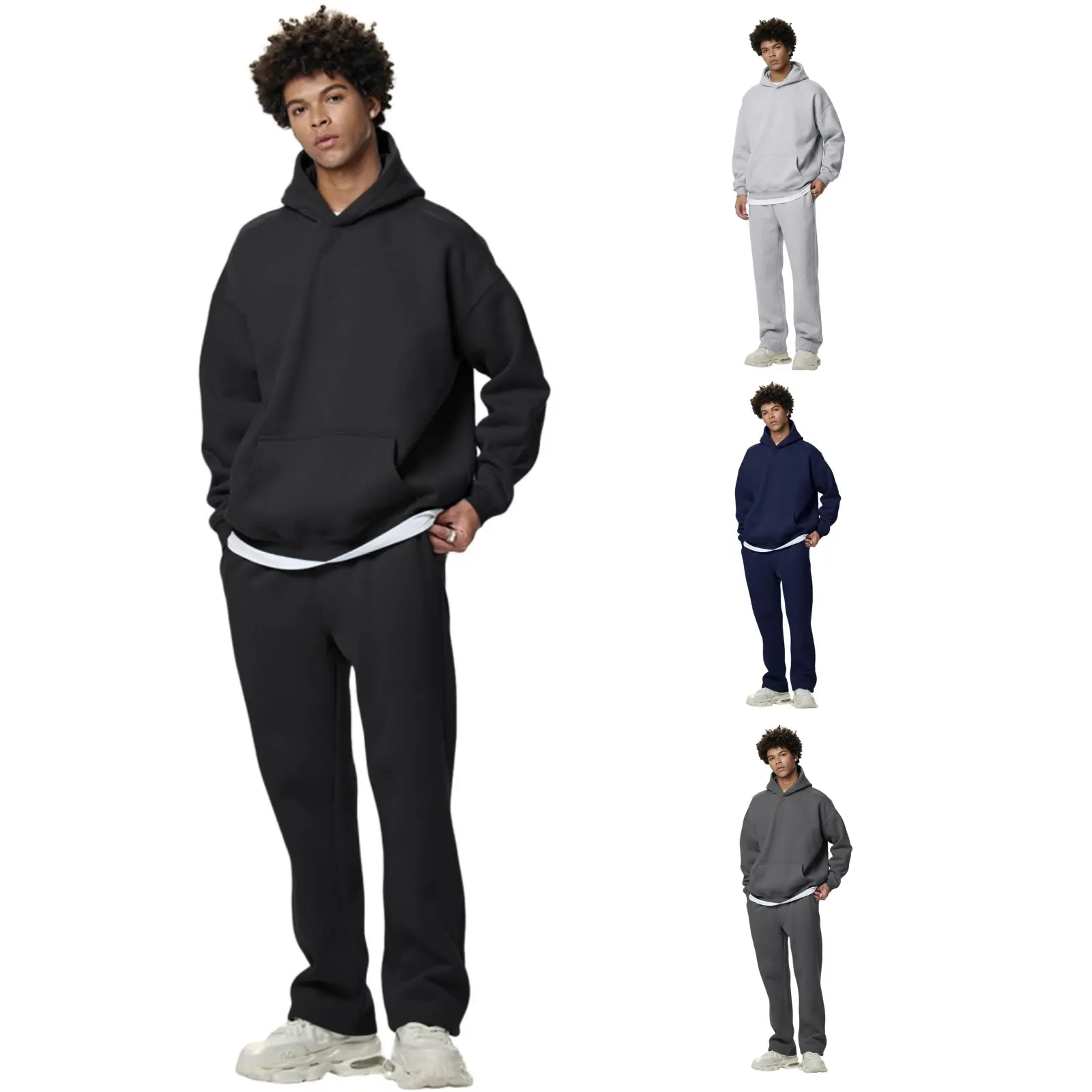 Gihuo Men's Sweatsuit Hoodie and Sweatpants Fleece Pullover Joggers Set Tracksuit, Sweatsuits Set, Sporty Style Clothes